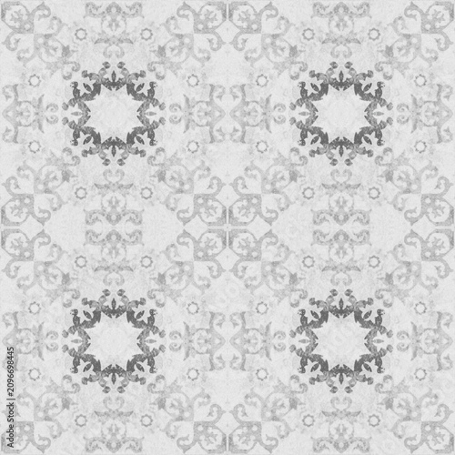   Old ceramic tile wall patterns black and white background in the park public.