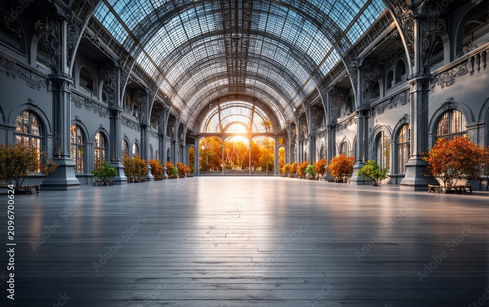 Obraz premium Grand Interior Concept of Exhibition Hall with Vibrant Natural Light