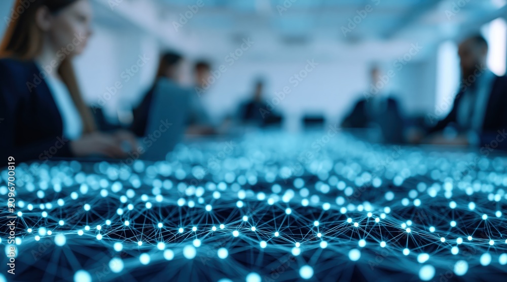 Obraz premium Technology and business team collaboration using a digital data network innovation