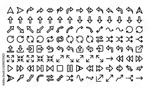 Cuadro en lienzo Editable UI Arrow Icon Collection Navigation Direction Outline Stroke Vector Set
