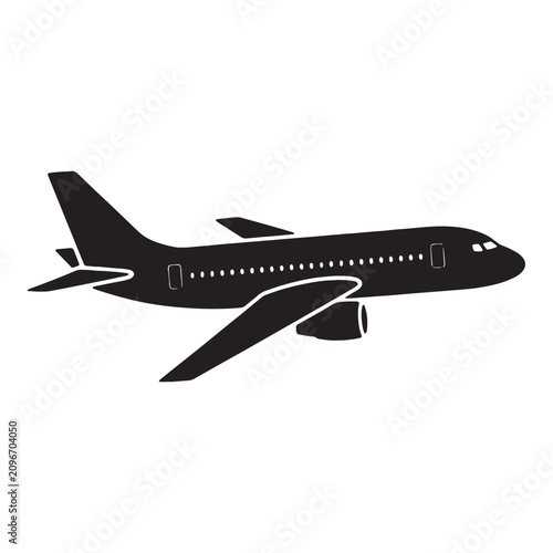Simple black and white airplane vector illustration Vector