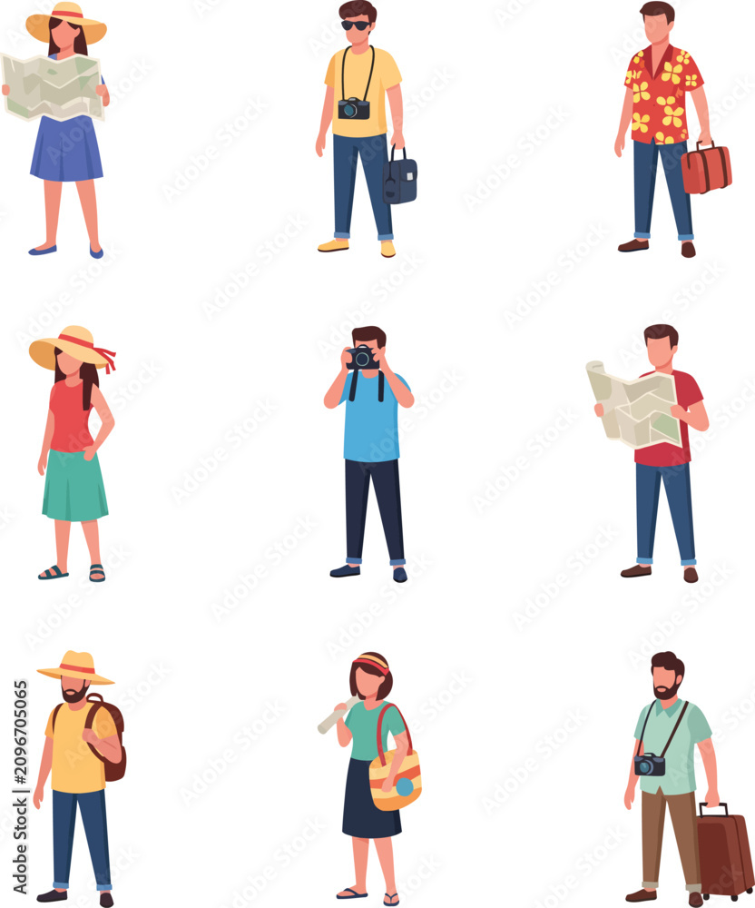Fototapeta premium Young bearded man with backpack standing isolated on white background