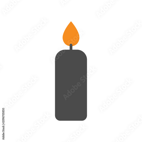 Foto A simple flat icon of a black candle with an orange flame, symbolizing warmth, l