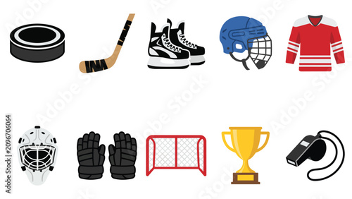 Canvas Print Ice hockey equipment and game gear vector icon collection