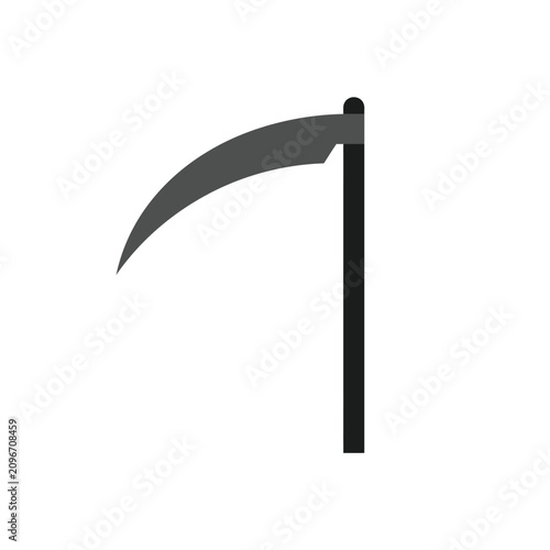 Schilderij op canvas Isolated scythe with curved blade on a plain white background, symbol of death a