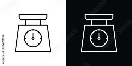 Tableau sur toile Kitchen scales icon line illustration group