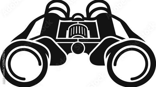 Canvastavla Black silhouette of binoculars, isolated on white background