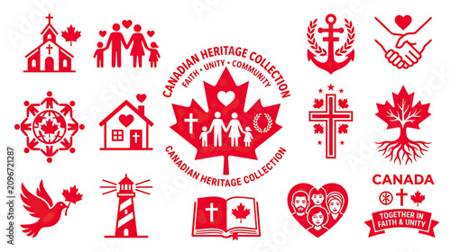 Canadian Heritage Collection Icons: Faith, Family, Unity, Community, Love