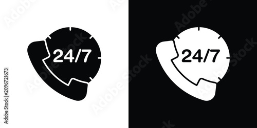 Foto 24 7 Emergency call services icon outline clipart set. EPS10