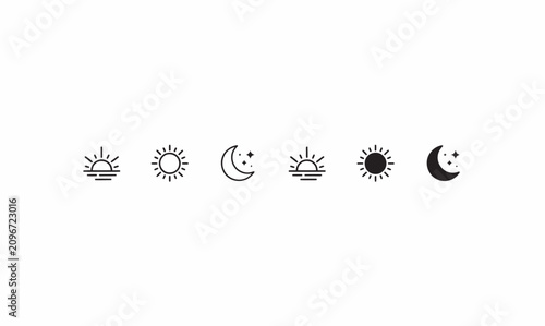 Konstfotografi Set of simple weather and celestial icons including sun and moon phases for web