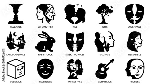 Εκτύπωση καμβά Optical Illusions: Silhouette Reversible Images Collection