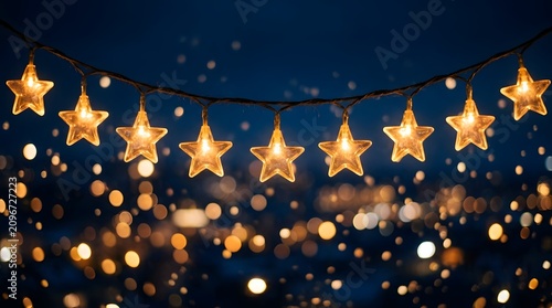 Festive star string lights warm glow for holiday decorations and event ambiance