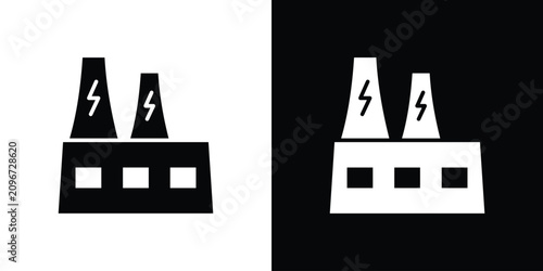 Bild auf Leinwand Power plant icon line pictogram set