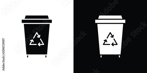 Canvastavla Trash compactor icon line pictogram set