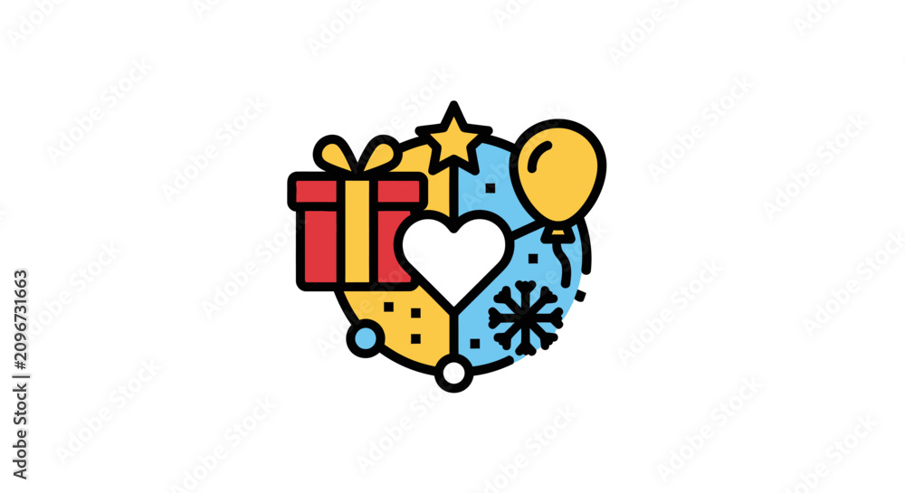 Naklejka premium Colorful Gift Box with Embellishments.