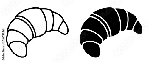 Schilderij op canvas Minimalist croissant icon in outline and silhouette design