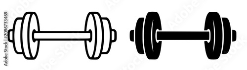 Foto Minimalist barbell icon in outline and silhouette design