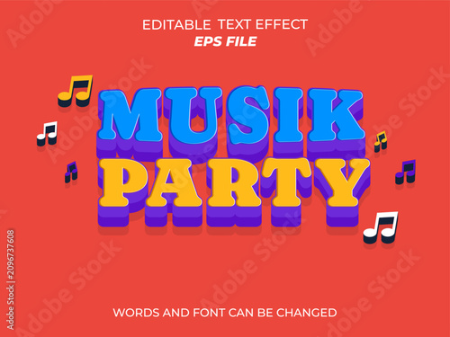 Musik Party 3D Editable Text Effect with Music Notes and Fun Retro Style