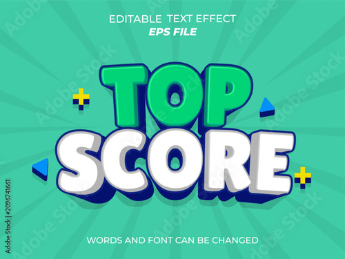 Top Score 3D Editable Text Effect Cartoon Game Style Graphic