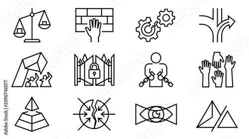 Abstract Icons Representing Social Justice, Freedom, and Equality Concepts