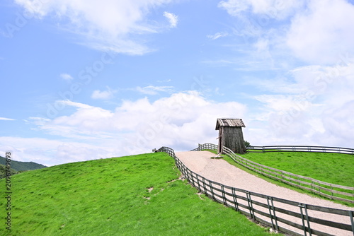 rural landscape with blue sky