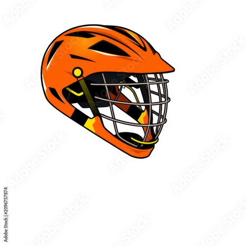 Orange Lacrosse Helmet Isolated on Black Background