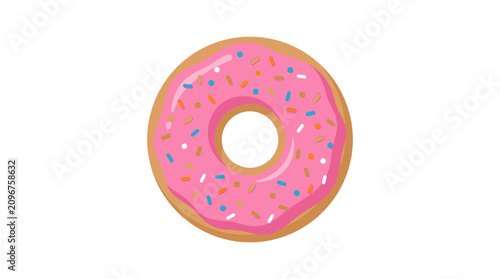 Fotografie Pink Donut with Colorful Sprinkles.