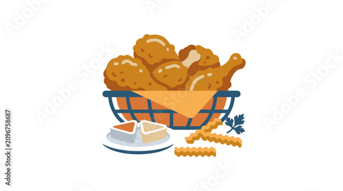 Принти на полотні Fried Chicken in a Basket.