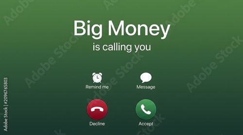 Digital smartphone interface displaying an incoming call notification with large white typography on a gradient green background
