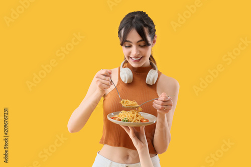 Smiling young woman with he...