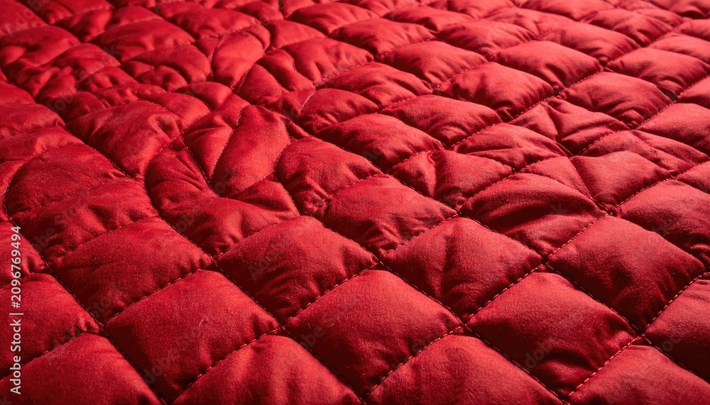 Obraz premium Closeup of Red Quilted Fabric with Soft Texture