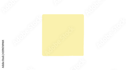 Minimalist pale yellow rounded square isolated on white background