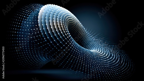Wormhole tunnel formed by digital particles, tech data flow geometric surface, abstract background for big data AI metaverse, sci-fi visual material of network transmission