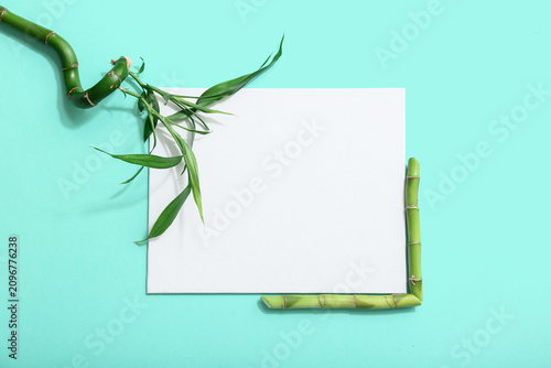 Blank card with green bambo...