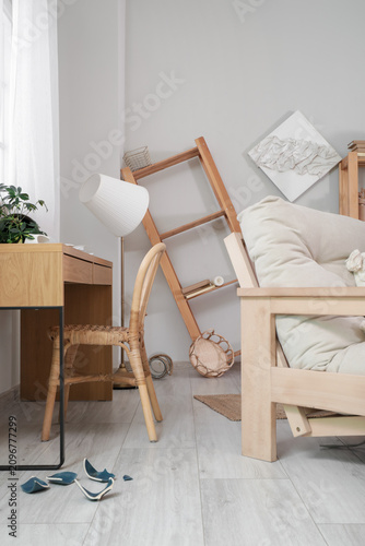 Interior of messy living ro...