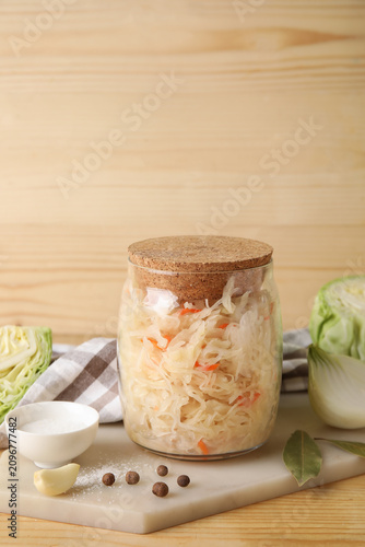 Delicious sauerkraut in jar...