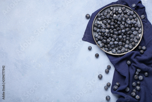 Plate with sweet fresh blue...