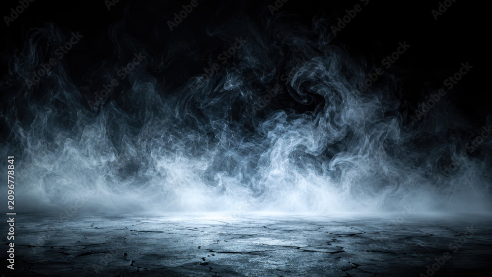Naklejka premium Dramatic Smoke Effect on Dark Textured Floor Background