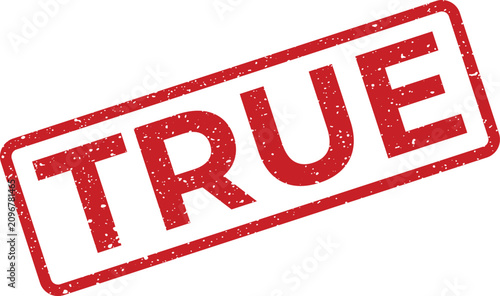 Foto Authentic red TRUE rubber stamp impression on a clean white document representin