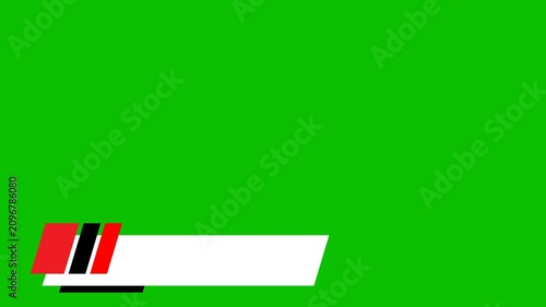 Animation of a bright green screen background with a white lower third.