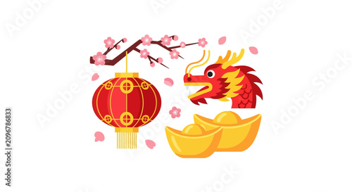 Chinese dragon head with gold coins.