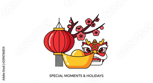 Chinese dragon head with lantern.