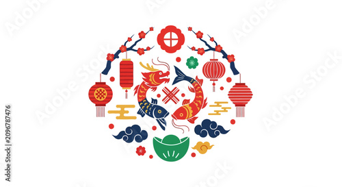 Chinese New Year Food Illustration.