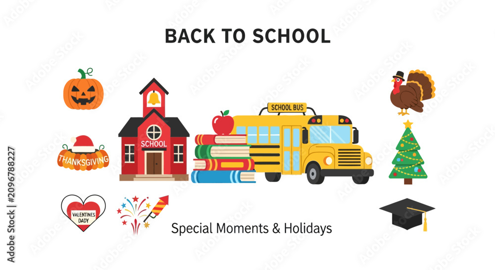 Naklejka premium Colorful Back to School Icons.