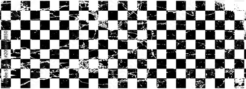 Checkered background with grunge. Abstract black and white background, distorted checkered pattern. Chessboard surface.art visual vector eps10 ilustration