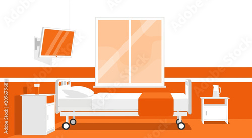 Hospital Room Interior Illustration With Orange Accents Depicting Medical Ambiance