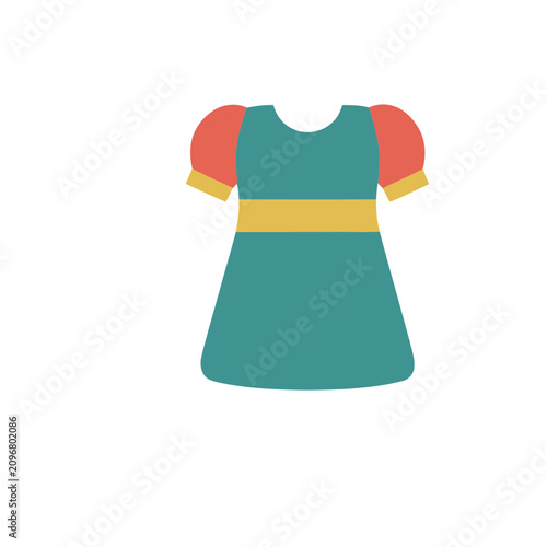 Teal and Coral Puff Sleeve Dress