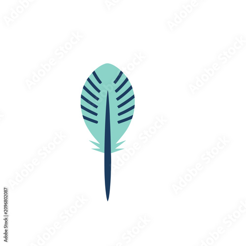 Teal feather with dark blue stripes