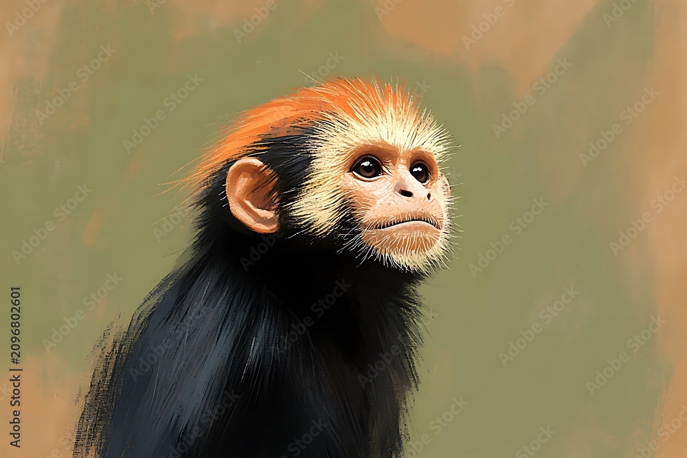 Naklejka premium Curious monkey gazing in a natural setting