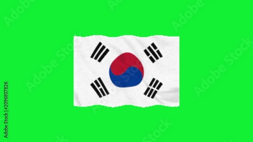 South Korea Flag Green Screen Animation